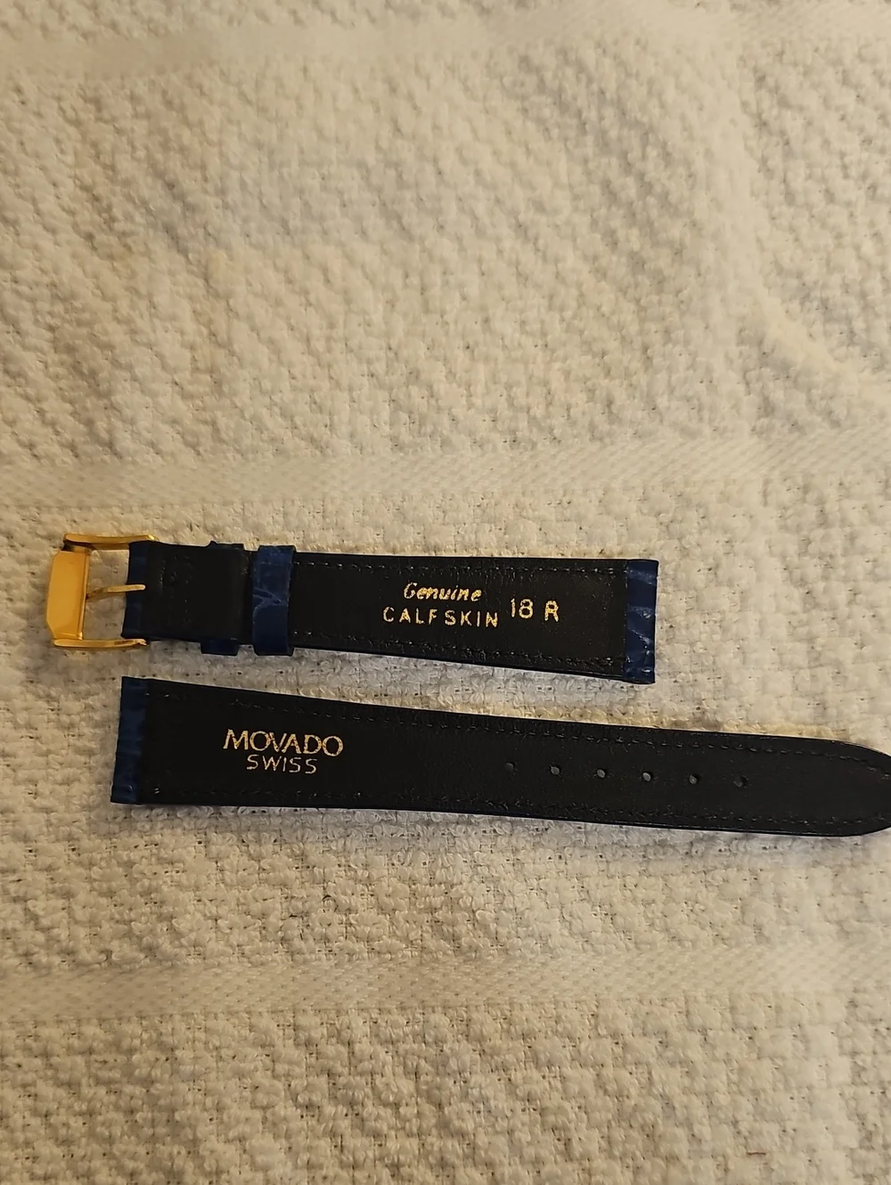 Vintage Movado 18mm Royal Blue Padded Mock Croc Watch Strap Swiss